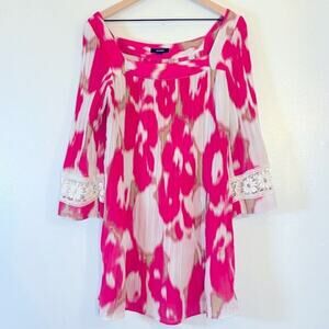 Alfani Pink and White Women's‎ Top Size 14 Boho Casual Beachy Vacation